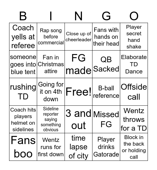 Eagles Bingo Card