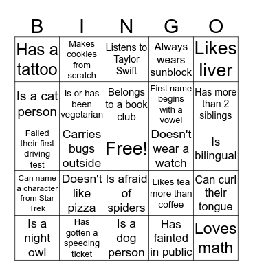 Shades of Harmony Get to Know You BINGO Card