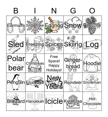 Winter Celebration Bingo Card