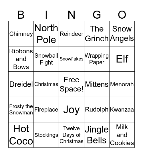 Winter Bingo Card