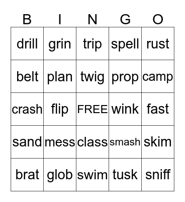 Blending Bingo Card