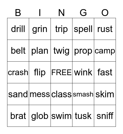 Blending Bingo Card