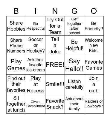 Friendship Bingo!!! Bingo Card