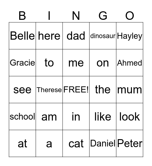 Daniel's Bingo Card 2 Bingo Card