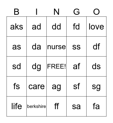 Berkshire Nursing Home Week Bingo Card