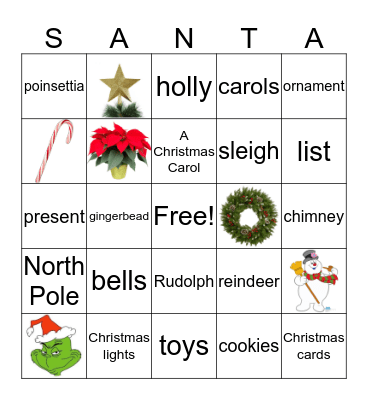 Christmas Word Bingo Card