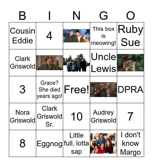 Griswold/DPRA Family Christmas Bingo Card