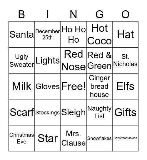 Christmas BINGO Card