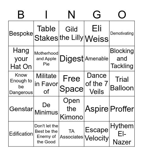 Software Sell-Side Bingo Card