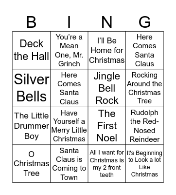 Christmas SINGO  Bingo Card