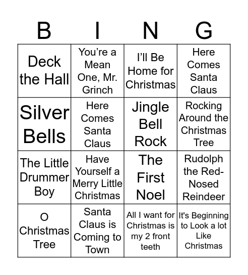 Christmas SINGO  Bingo Card