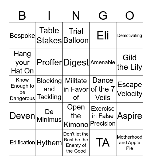Software Sell-Side Bingo Card