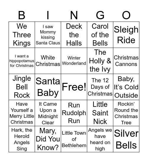 Holiday SINGO BINGO Card
