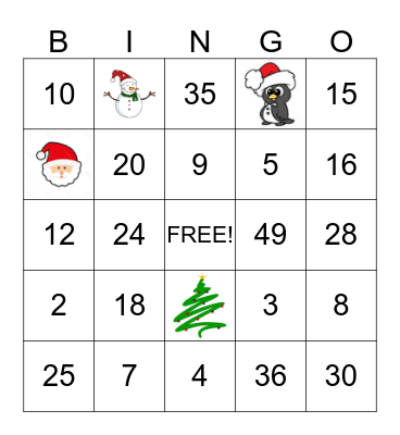 Multiplication Bingo Card