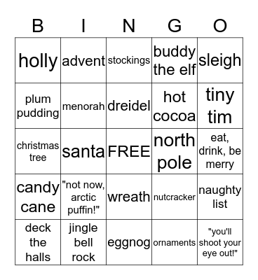 Holiday Bingo Card
