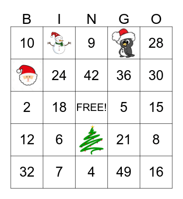 Multiplication Bingo Card