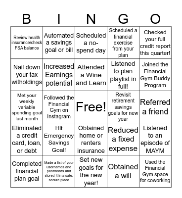 End Of Year Checklist! Bingo Card