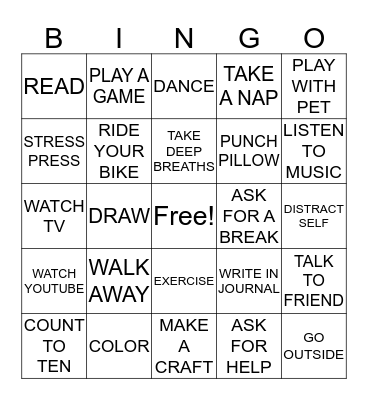 COPING SKILLS Bingo Card