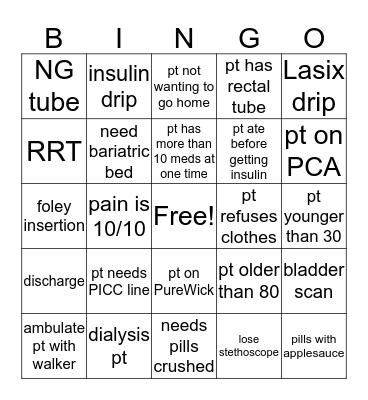 Christmas Nurse Bingo Card