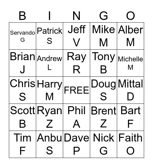 Call Off Bingo Card