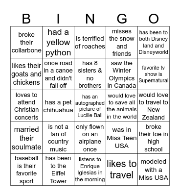 Human Bingo Card