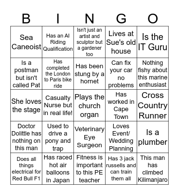 Sue's Birthday Bingo!  Bingo Card
