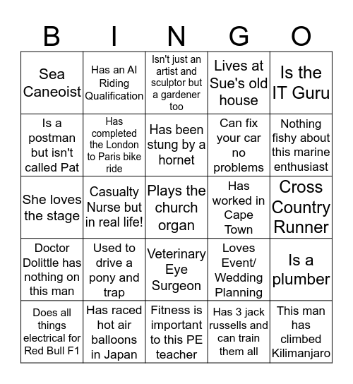Sue's Birthday Bingo!  Bingo Card