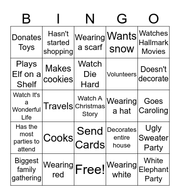 Holiday Bingo Card