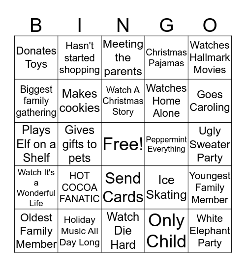 Holiday Bingo Card