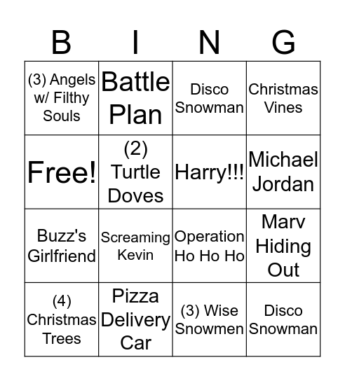 Consulting's Home Alone Themed Christmas Loteria Bingo Card