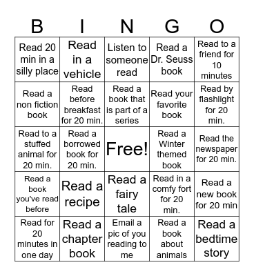 Christmas Reading Bingo Card