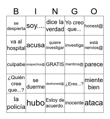 Mafía Bingo Card