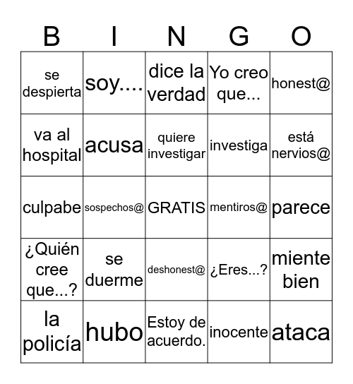 Mafía Bingo Card