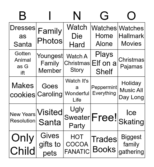 Holiday Bingo Card