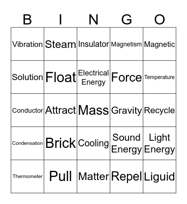 Christmas Science Bingo Card