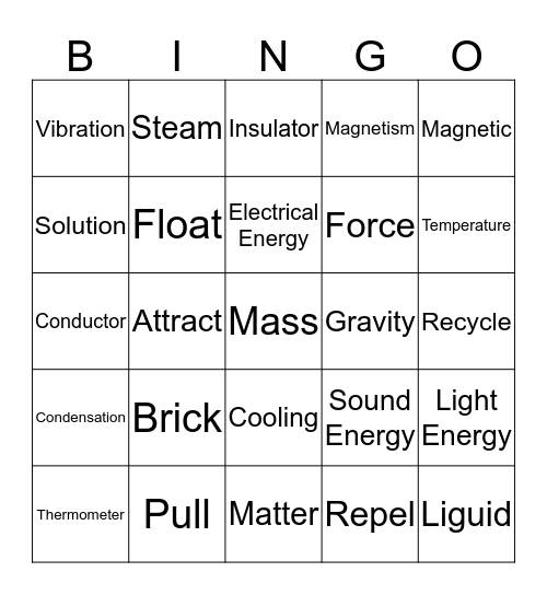 Christmas Science Bingo Card