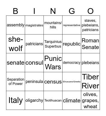 End of Fall Semester 2019 Bingo Card