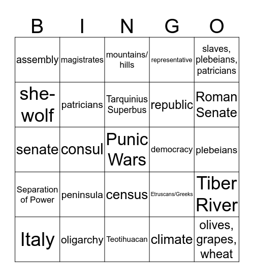 End of Fall Semester 2019 Bingo Card