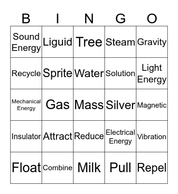 Christmas Science Bingo Card