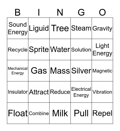 Christmas Science Bingo Card