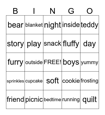 TEDDY BEAR BINGO Card
