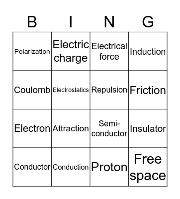 Electrostatic Vocab! Bingo Card