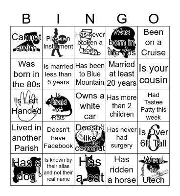 McNaught Family Reunion - Find someone who..... Bingo Card