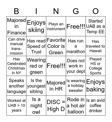 HR Leadership Breakfast / Find Someone Who... Bingo Card