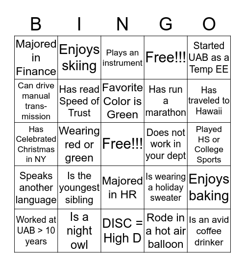 HR Leadership Breakfast / Find Someone Who... Bingo Card