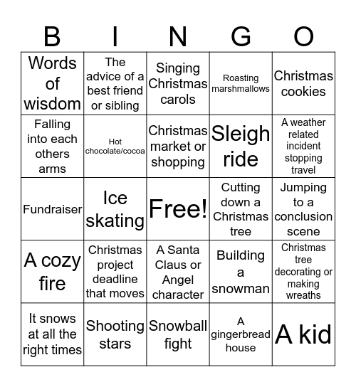 Hallmark Christmas Bingo Card