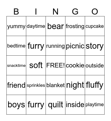 TEDDY BEAR BINGO Card