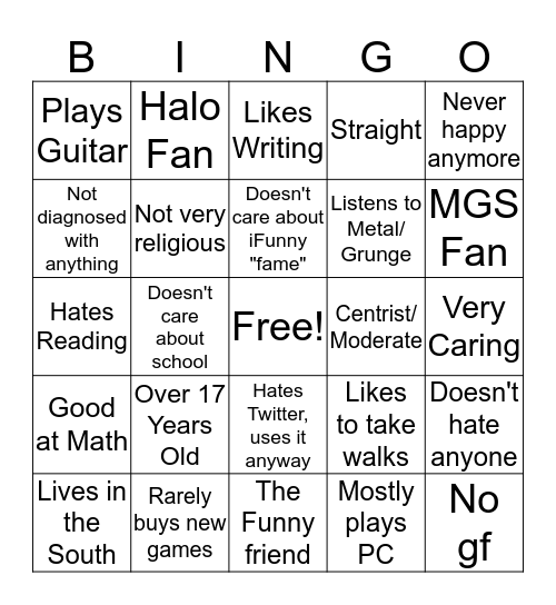 IF OIdSnake Bingo Card