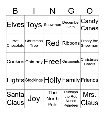 Christmas Bingo Card