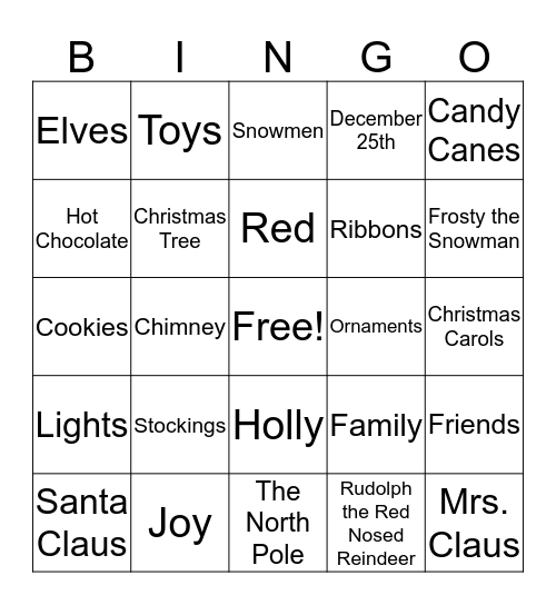 Christmas Bingo Card